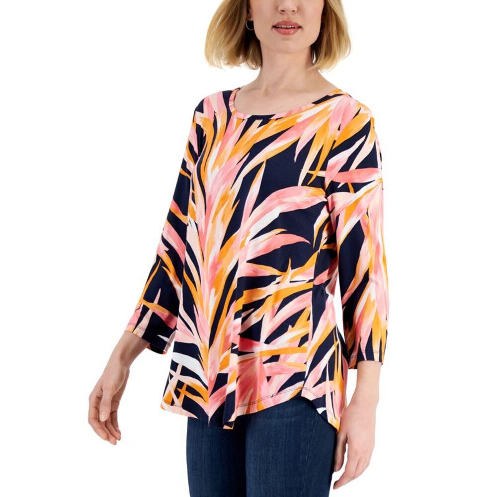 JM Collection Petite Printed 3/4 Sleeve Tunic